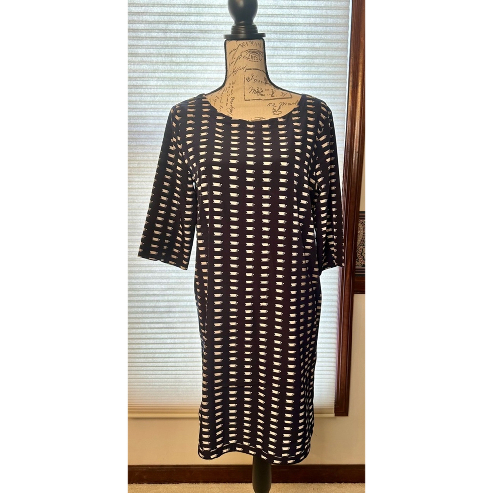 Gap Medium Dark Navy Blue Tea Cup Dress with 3/4 Sleeves